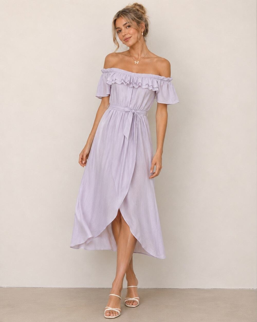 Everly Dress Women’s Size Small Lavender Tie Waist Fairy Flowy Whimsical
